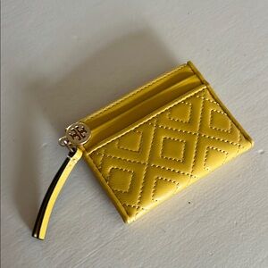 Tory Burch Yellow Quilted Card Holder